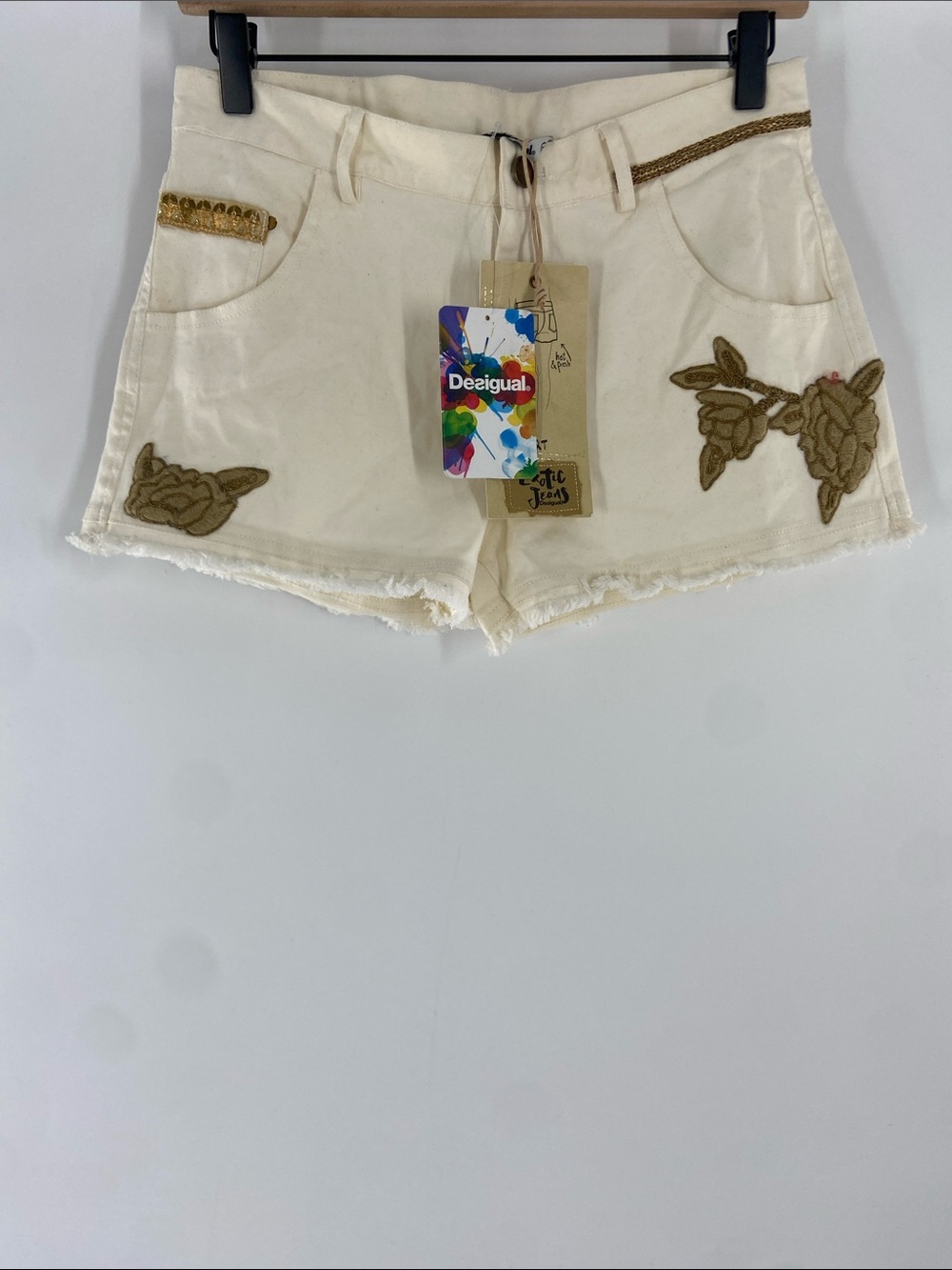 Desigual White Jean Shorts Size 28 NWT